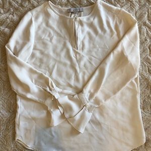 LOFT ivory keyhole blouse